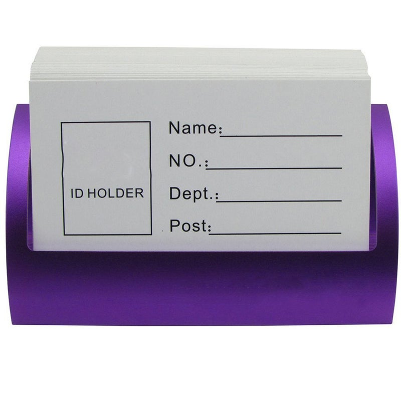 CellCase Desktop Innovative/Creative Q Shape Stainless Steel Business Name Card Holder (Purple) - Image 2